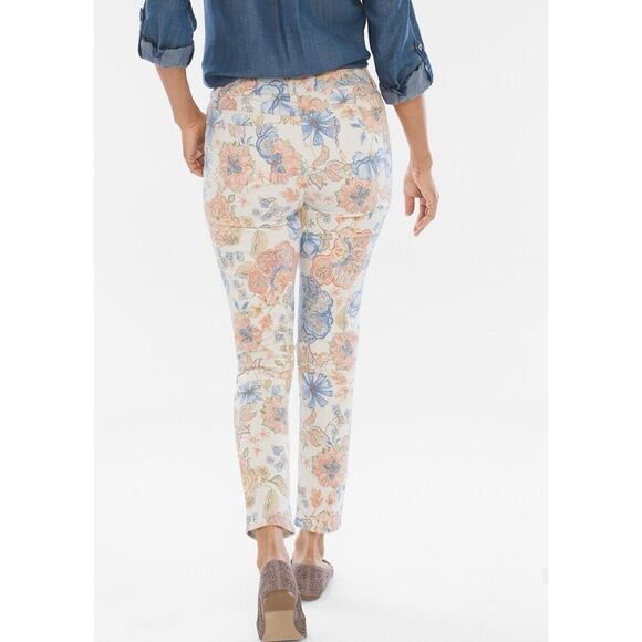 Chicos Floral Print Girlfriend Pants - Size 2/L - 12 - Multicolored - Picture 3 of 11